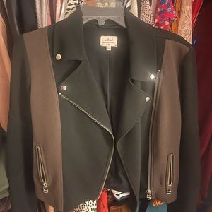 Wilfred moto jacket, light weight, green and black design